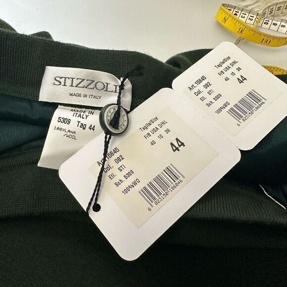 STIZZOLI 1960’s Retro Green Knit 100% Wool Cowl Neck Sweater & Skirt sz 42/44 - Picture 11 of 11